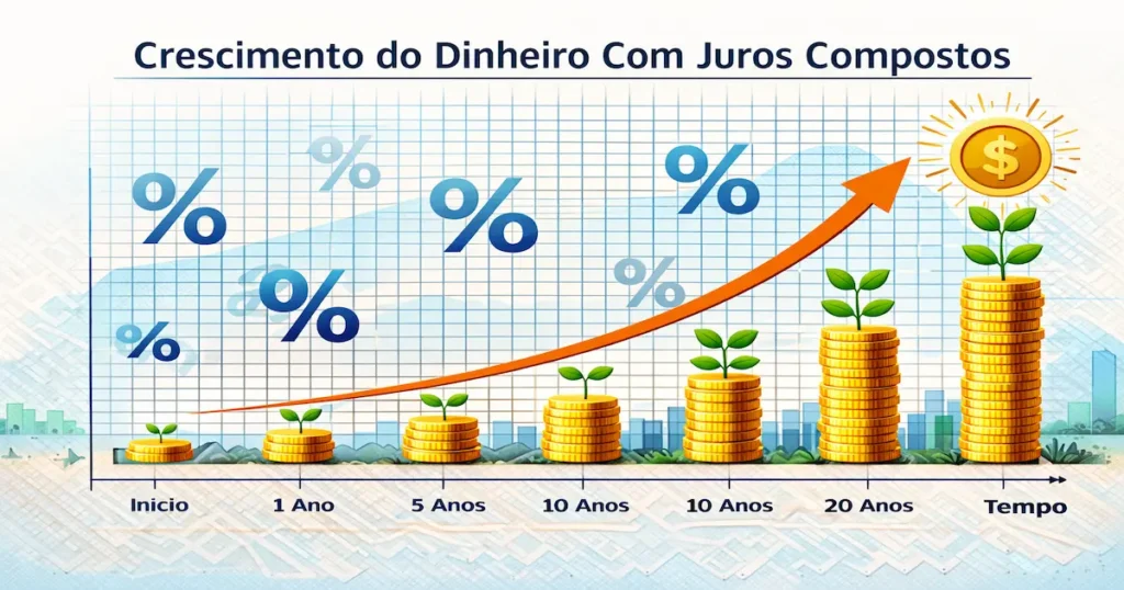  Crescimento do dinheiro com juros compostos ao longo do tempo