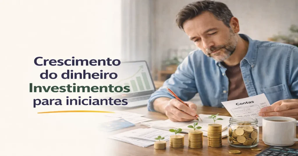 Gráfico mostrando crescimento do dinheiro ao longo do tempo com investimentos