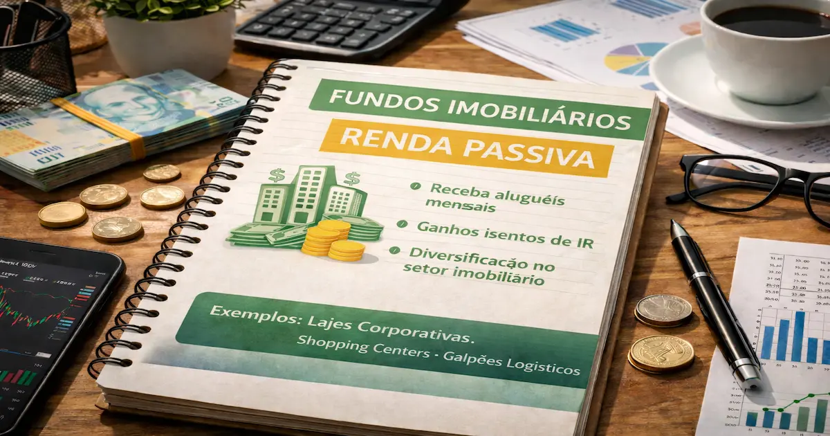 Investidor recebendo renda passiva mensal de fundos imobiliários