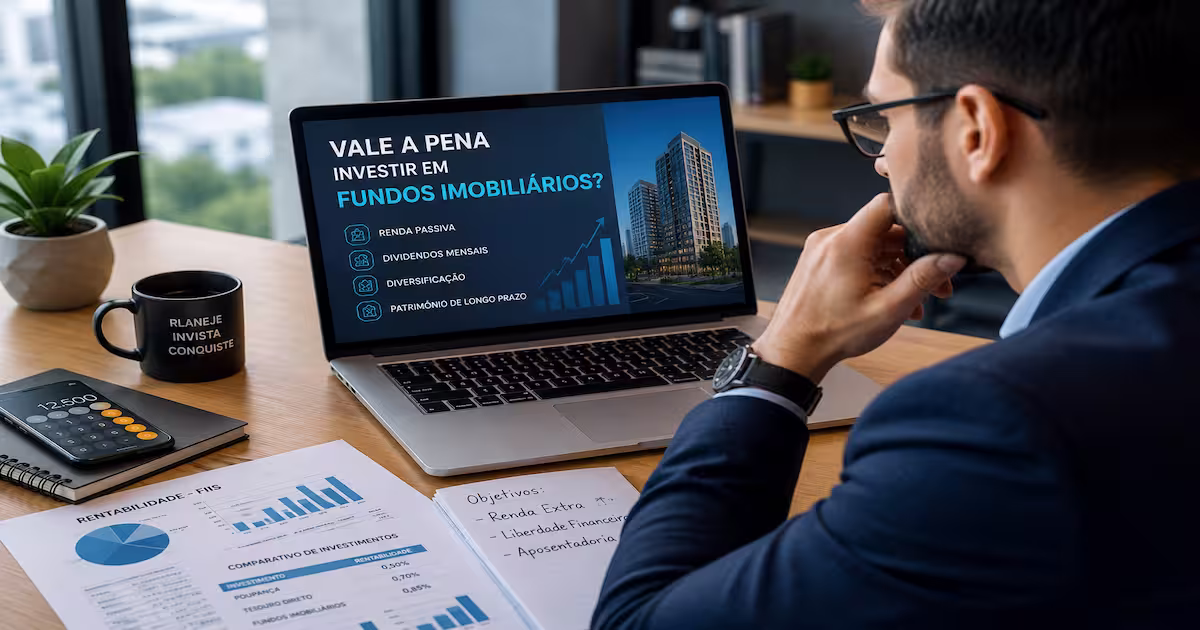Vale a Pena Investir em Fundos Imobiliários Descubra os Prós, Riscos e Como Começar 1 Investidor analisando se vale a pena investir em Fundos Imobiliários em 2026