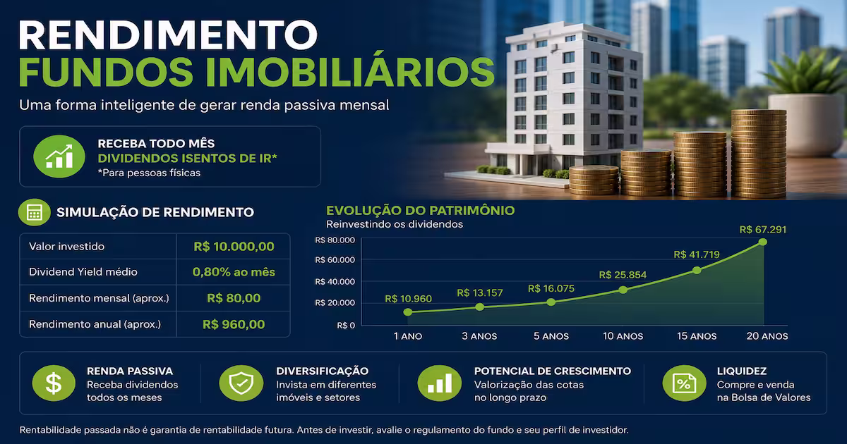Vale a Pena Investir em Fundos Imobiliários Descubra os Prós, Riscos e Como Começar 3 Simulação de rendimento mensal com Fundos Imobiliários